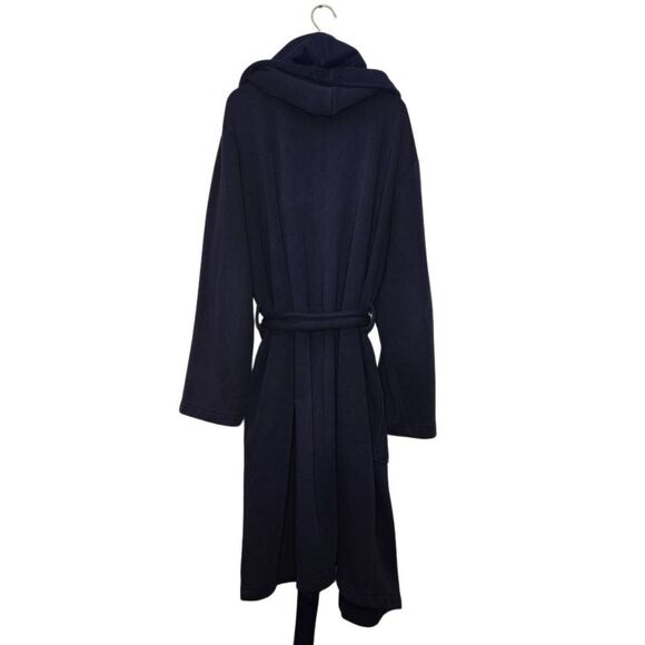 The Savile Row Co Hooded Bathrobe Robe Size S/M Navy Cotton - Picture 3 of 6